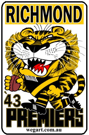 1943 Richmond Tigers WEG Fridge Magnet Includes POST IN AUST